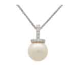 Vintage Pearl and Diamond Pendant Necklace