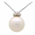 Vintage Pearl and Diamond Pendant Necklace