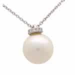 Vintage Pearl and Diamond Pendant Necklace