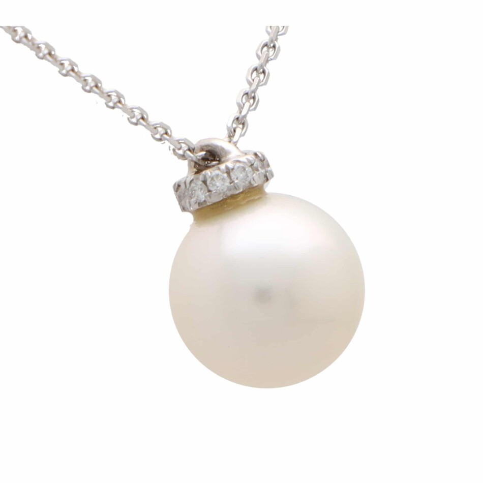 Vintage Pearl and Diamond Pendant Necklace