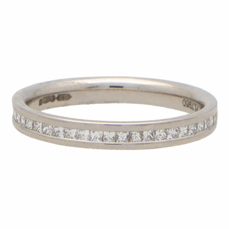 Contemporary Princess Cut Half Eternity Ring in Platinum