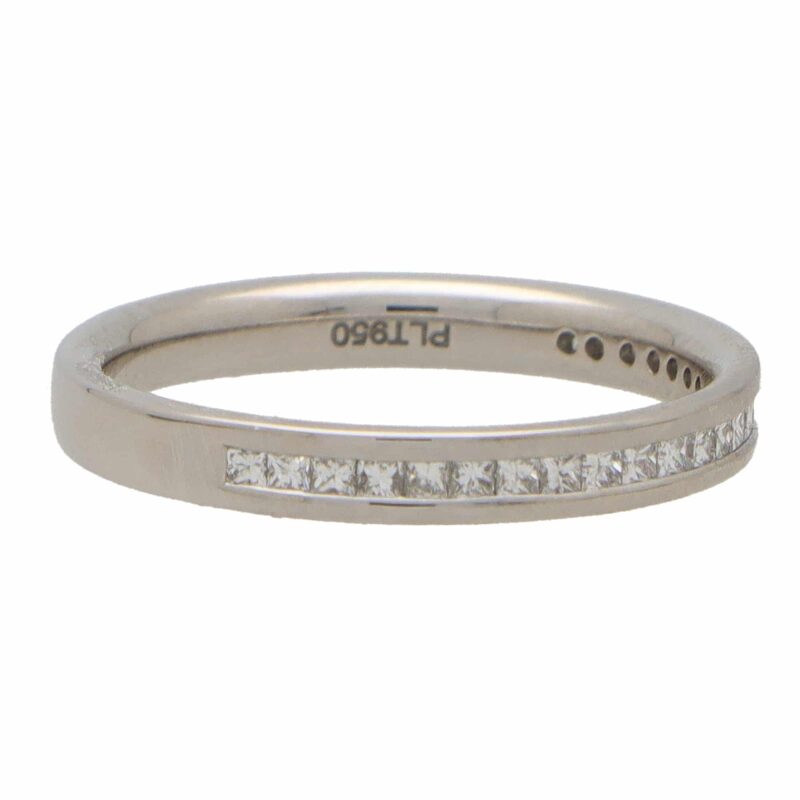 Contemporary Princess Cut Half Eternity Ring in Platinum