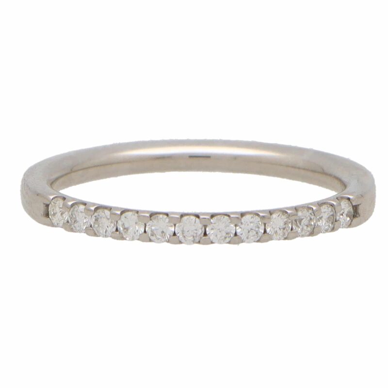 Contemporary Diamond Half Eternity Ring in Platinum