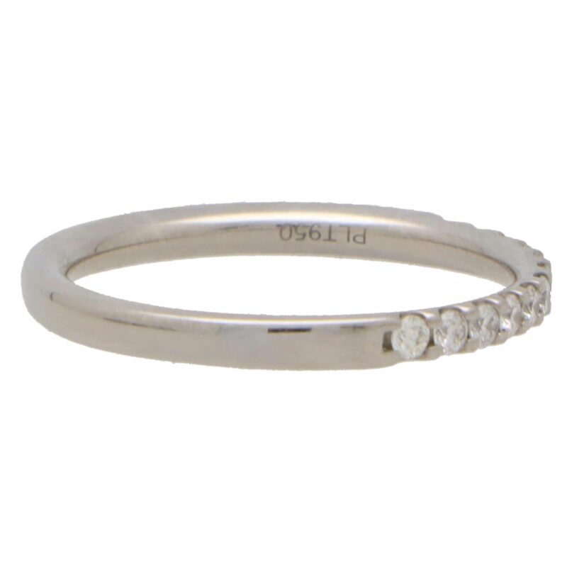 Contemporary Diamond Half Eternity Ring in Platinum