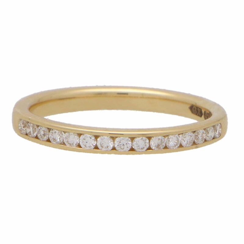 Contemporary Diamond Half Eternity Ring in Yellow Gold