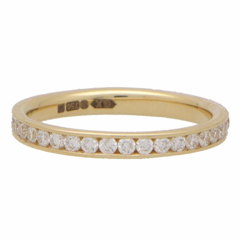 Contemporary Diamond Full Eternity Ring Set in Yellow Gold