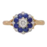Sapphire and Diamond Floral Cluster Ring