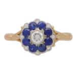 Sapphire and Diamond Floral Cluster Ring