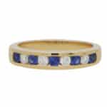 Sapphire and Diamond Half Eternity Band Ring