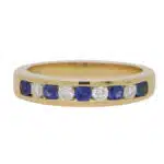 Sapphire and Diamond Half Eternity Band Ring