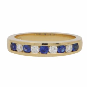 Sapphire and Diamond Half Eternity Band Ring