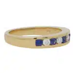Sapphire and Diamond Half Eternity Band Ring