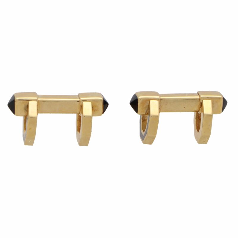 Vintage Art Deco Inspired Onyx, Enamel and Gold Cufflinks