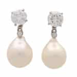 Convertible Solitaire Diamond Stud and Pearl Drop Earrings