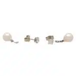 Convertible Solitaire Diamond Stud and Pearl Drop Earrings
