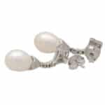 Art Deco Inspired Pearl and Diamond Drop Earrings