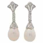 Art Deco Inspired Pearl and Diamond Drop Earrings