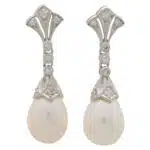 Art Deco Inspired Pearl and Diamond Drop Earrings