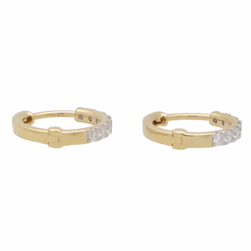 Contemporary 0.26ct Diamond Hoop Earrings in Yellow Gold