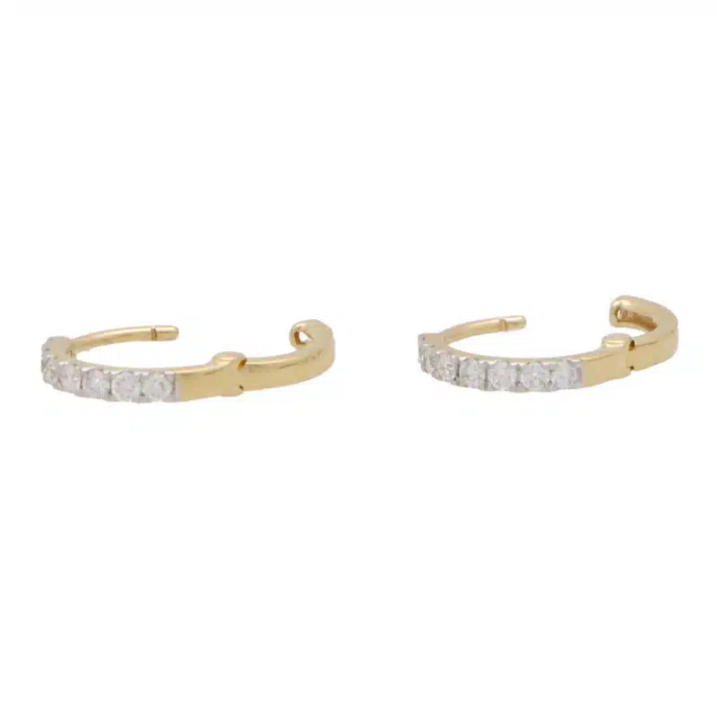 Contemporary 0.26ct Diamond Hoop Earrings in Yellow Gold