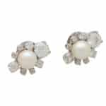 Art Deco Inspired Pearl and Old Cut Diamond Earrings