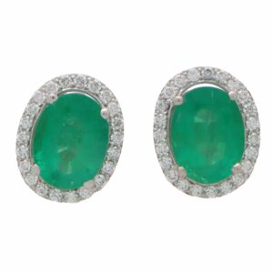 Emerald and Diamond Halo Earrings