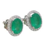 Emerald and Diamond Halo Earrings