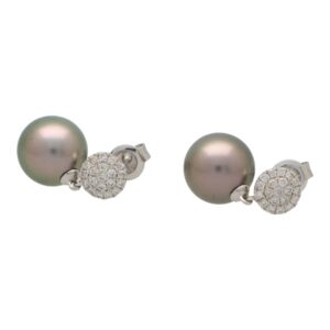 Tahitian Pearl and Diamond Drop Earrings