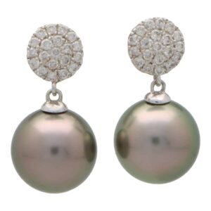 Tahitian Pearl and Diamond Drop Earrings