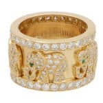 Vintage Cartier Diamond and Emerald Walking Elephant Ring