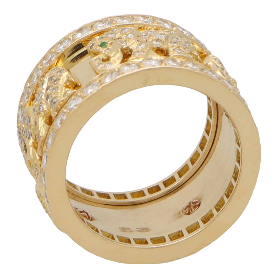 Vintage Cartier Diamond and Emerald Walking Elephant Ring