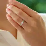 Contemporary Diamond Three Stone Ring With Diamond Shoulders