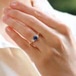 GIA Certified Diamond and Sapphire Three Stone Ring