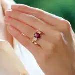 Certified 3.05ct Ruby and Diamond Three Stone Ring