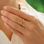 Contemporary Spessartite Garnet and Diamond Solitaire Ring