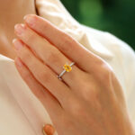 Contemporary Yellow Sapphire and Diamond Solitaire Ring