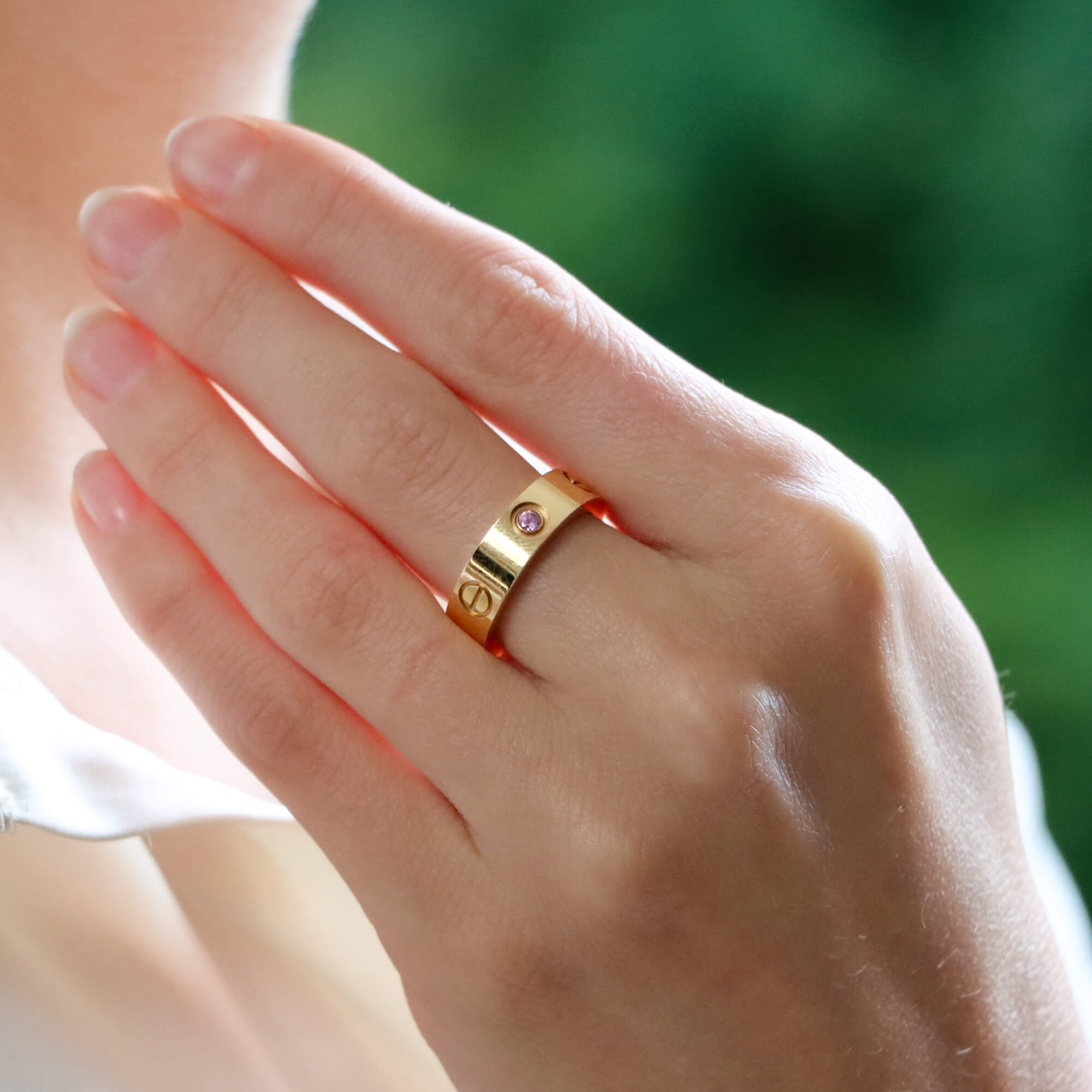 Cartier Love Diamond Pink Sapphire Band Ring