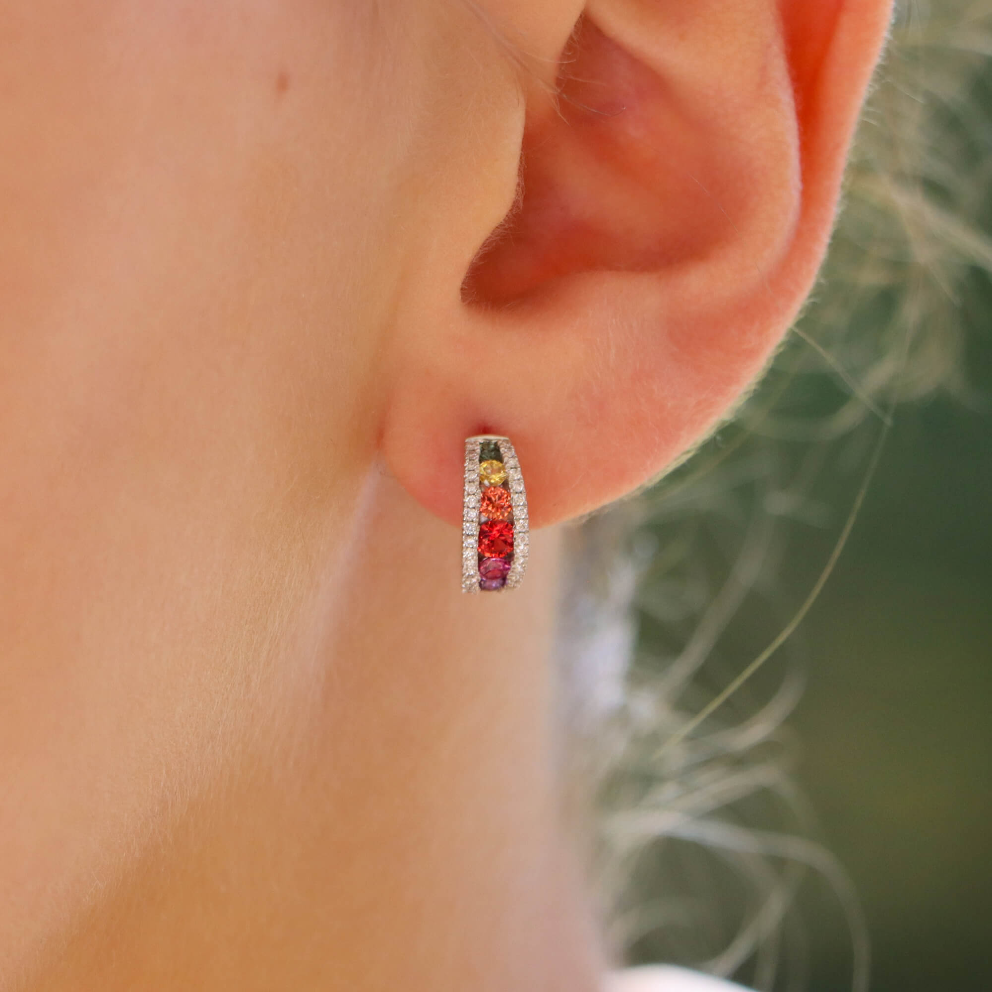 Rainbow diamond hoop earrings 2025
