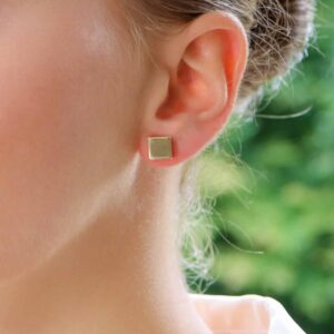 Contemporary Square Stud Earrings in Rose Gold