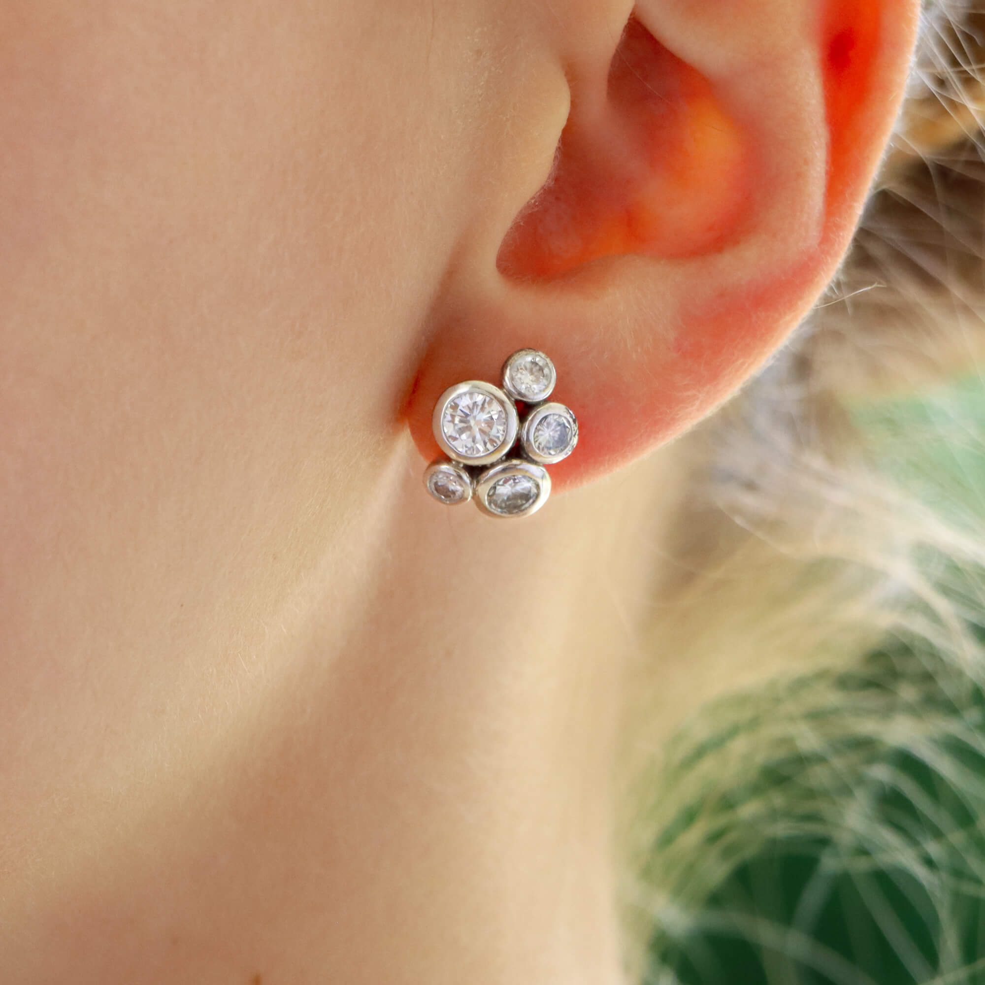 Diamond Bubble Cluster Earrings