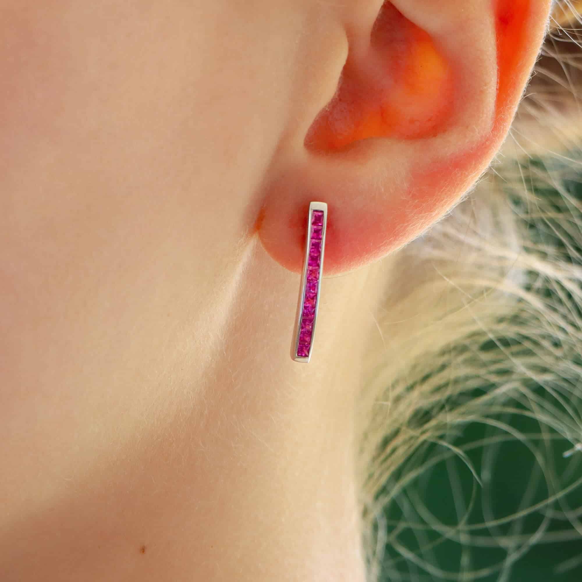Art Deco Inspired Pink Sapphire Earrings