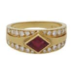 Etruscan Inspired Ruby and Diamond Dress Ring