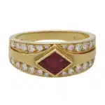 Etruscan Inspired Ruby and Diamond Dress Ring
