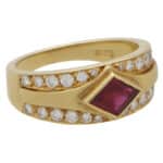 Etruscan Inspired Ruby and Diamond Dress Ring