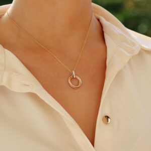 Contemporary Diamond Trinity Pendant Necklace