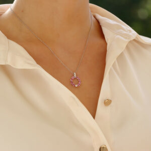 Contemporary Pastel Pink Sapphire and Diamond Pendant Necklace