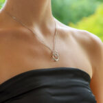 Contemporary Double Hoop Diamond Pendant Necklace