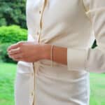 Contemporary Rub Over Diamond Line Bracelet in Yellow Gold