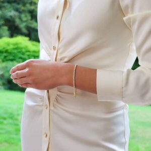 Contemporary Rub Over Diamond Line Bracelet in Yellow Gold