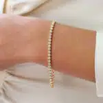 Contemporary Rub Over Diamond Line Bracelet in Yellow Gold